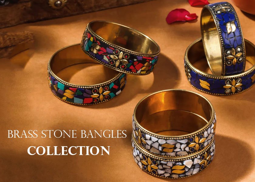 Lacbrass Stone Bangles